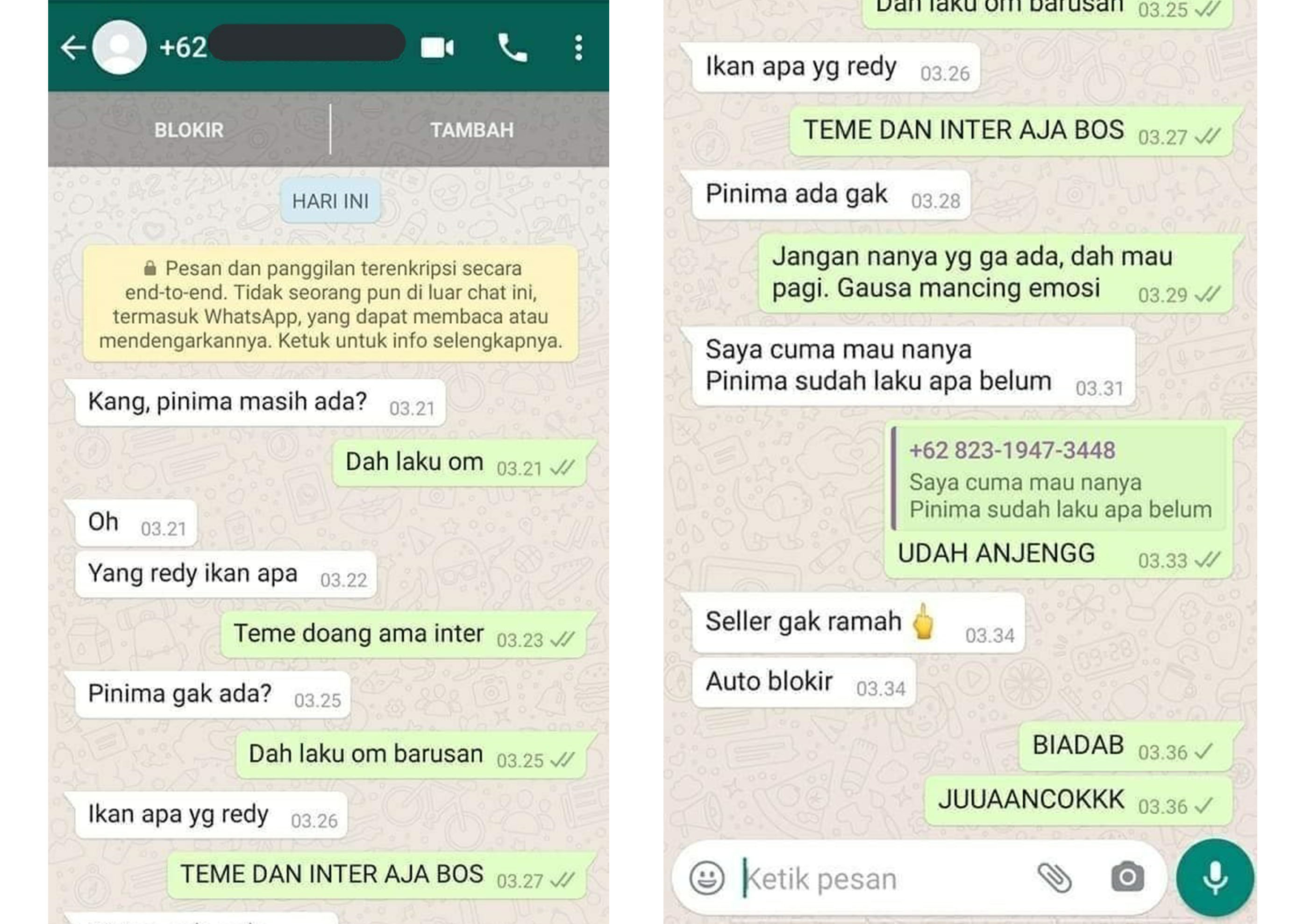Pesan dari pembeli yang bikin emosi